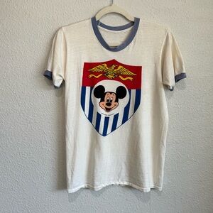 VTG‎ Mickey Mouse Walt Disney Productions Patriotic Ringer Tee Small 70s 80s